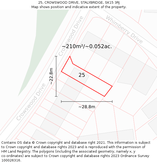 25, CROWSWOOD DRIVE, STALYBRIDGE, SK15 3RJ: Plot and title map