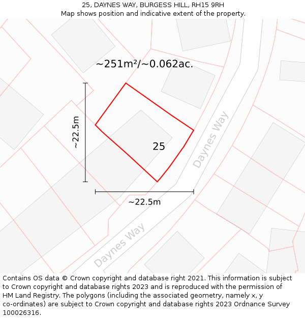 25, DAYNES WAY, BURGESS HILL, RH15 9RH: Plot and title map