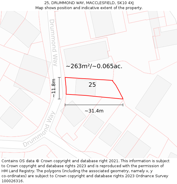 25, DRUMMOND WAY, MACCLESFIELD, SK10 4XJ: Plot and title map