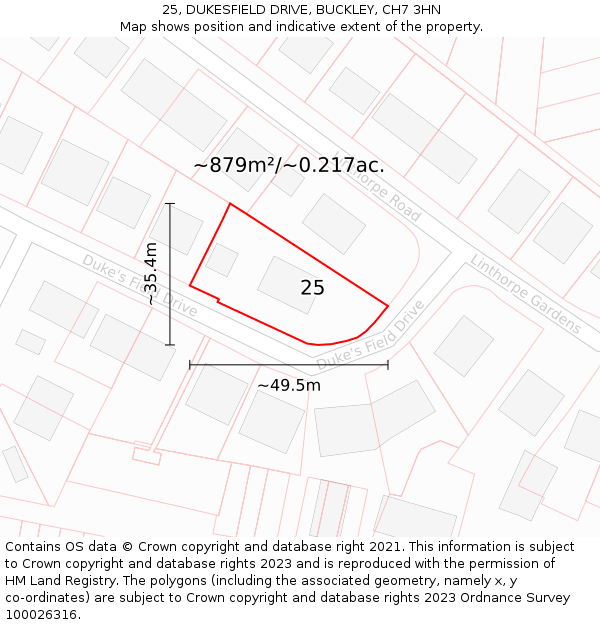 25, DUKESFIELD DRIVE, BUCKLEY, CH7 3HN: Plot and title map