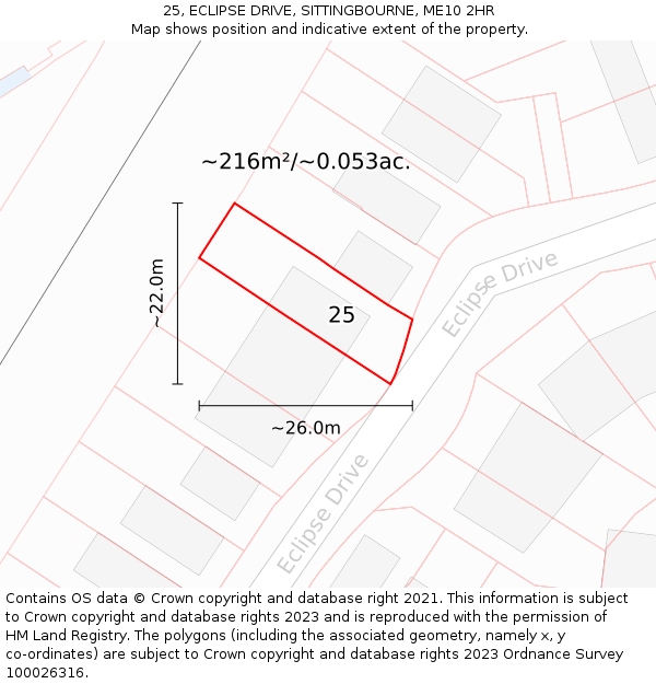 25, ECLIPSE DRIVE, SITTINGBOURNE, ME10 2HR: Plot and title map