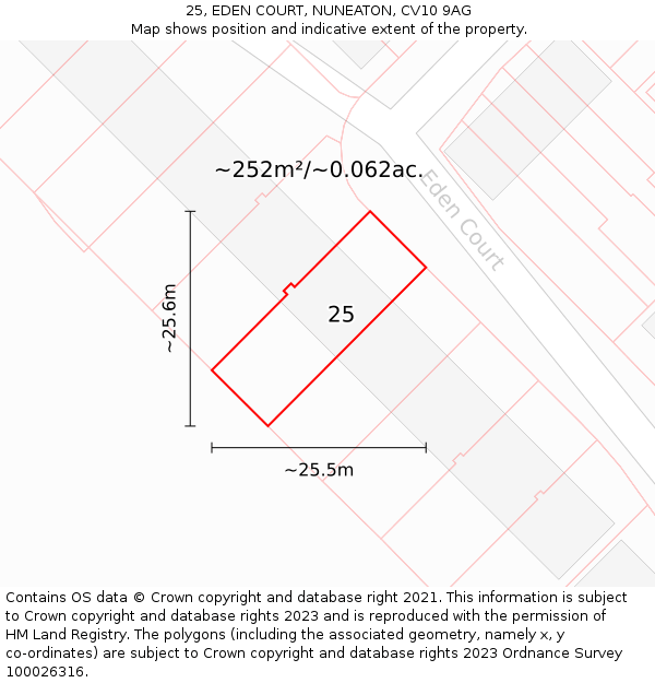 25, EDEN COURT, NUNEATON, CV10 9AG: Plot and title map