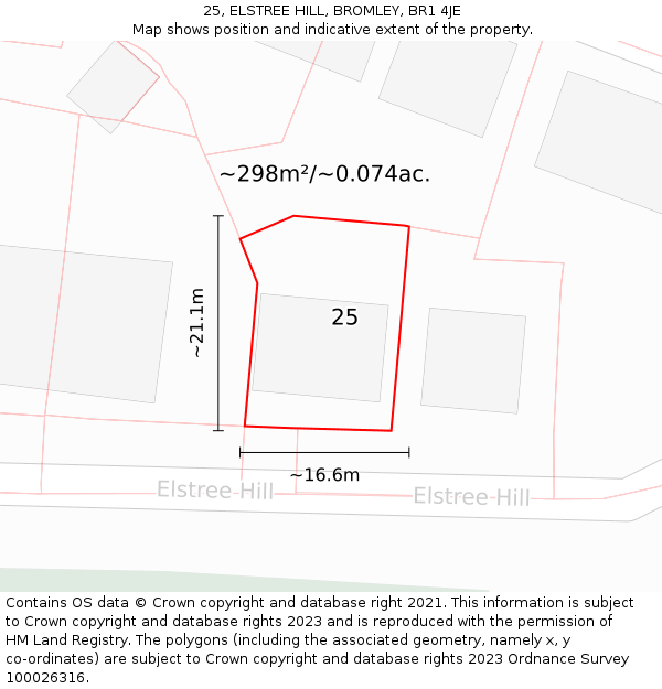 25, ELSTREE HILL, BROMLEY, BR1 4JE: Plot and title map