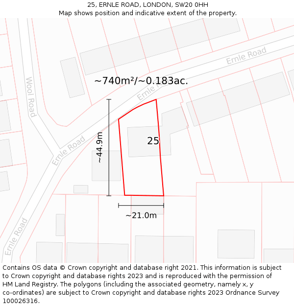 25, ERNLE ROAD, LONDON, SW20 0HH: Plot and title map