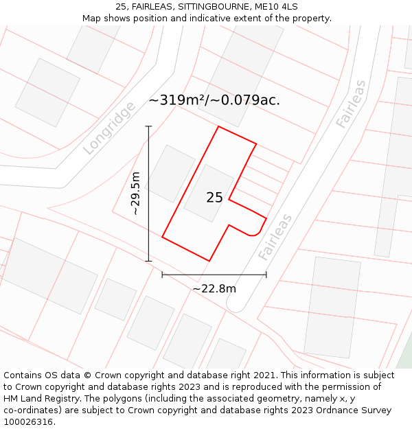 25, FAIRLEAS, SITTINGBOURNE, ME10 4LS: Plot and title map