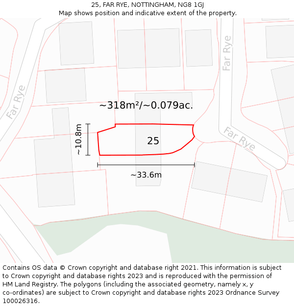 25, FAR RYE, NOTTINGHAM, NG8 1GJ: Plot and title map