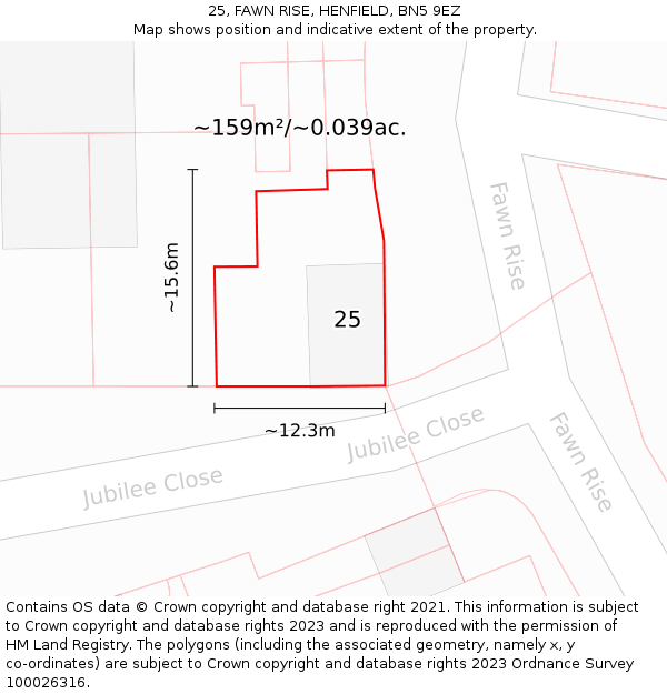 25, FAWN RISE, HENFIELD, BN5 9EZ: Plot and title map