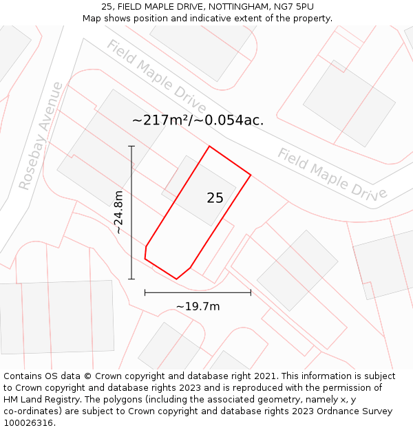 25, FIELD MAPLE DRIVE, NOTTINGHAM, NG7 5PU: Plot and title map