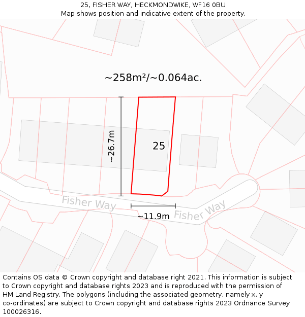 25, FISHER WAY, HECKMONDWIKE, WF16 0BU: Plot and title map