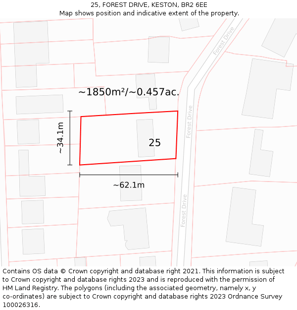 25, FOREST DRIVE, KESTON, BR2 6EE: Plot and title map