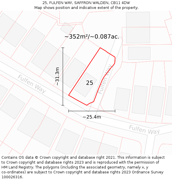 25, FULFEN WAY, SAFFRON WALDEN, CB11 4DW: Plot and title map