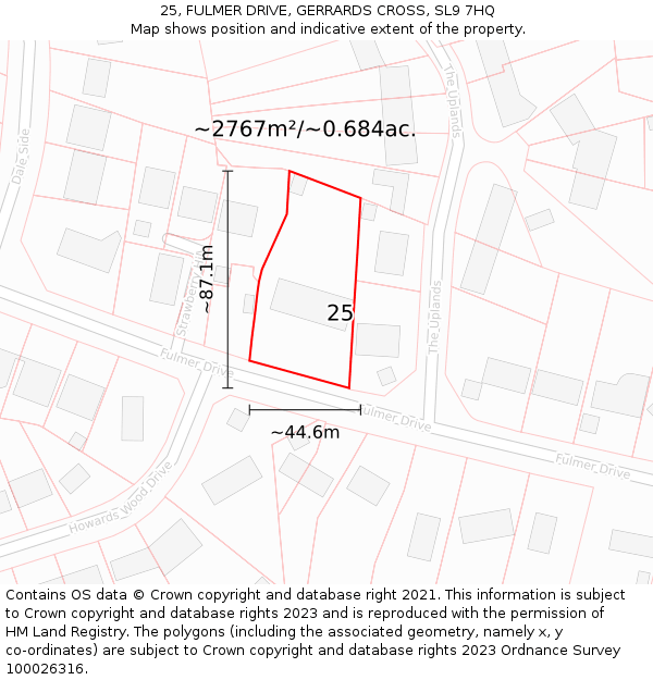 25, FULMER DRIVE, GERRARDS CROSS, SL9 7HQ: Plot and title map