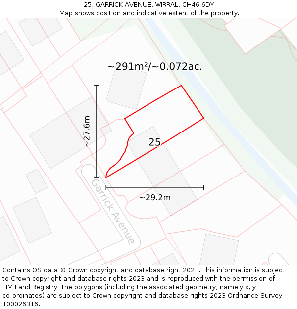 25, GARRICK AVENUE, WIRRAL, CH46 6DY: Plot and title map