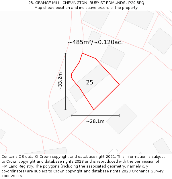 25, GRANGE MILL, CHEVINGTON, BURY ST EDMUNDS, IP29 5PQ: Plot and title map