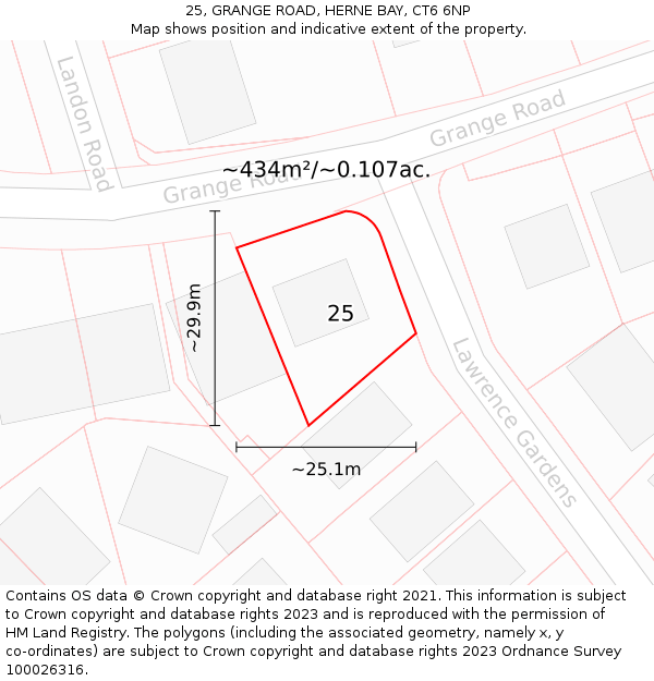 25, GRANGE ROAD, HERNE BAY, CT6 6NP: Plot and title map