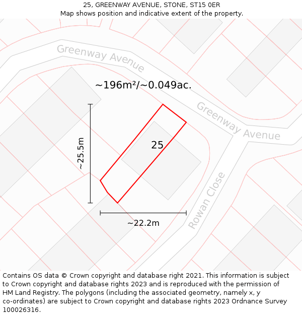 25, GREENWAY AVENUE, STONE, ST15 0ER: Plot and title map