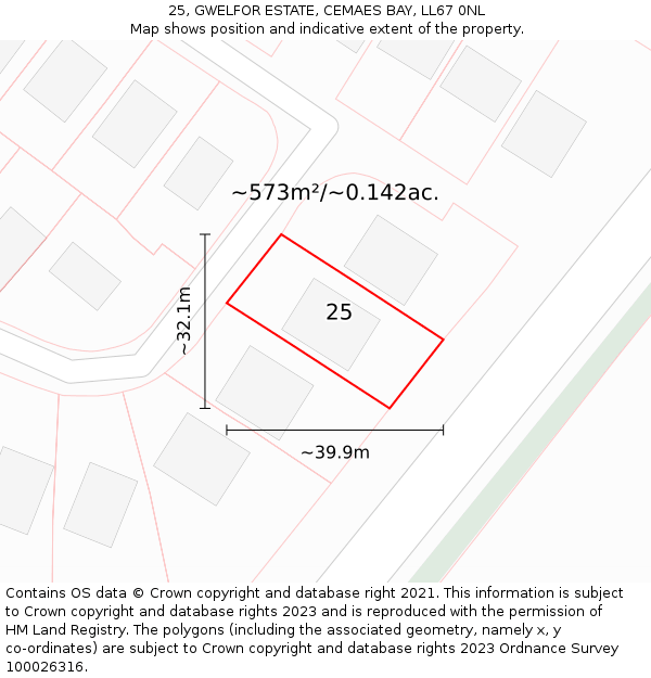 25, GWELFOR ESTATE, CEMAES BAY, LL67 0NL: Plot and title map