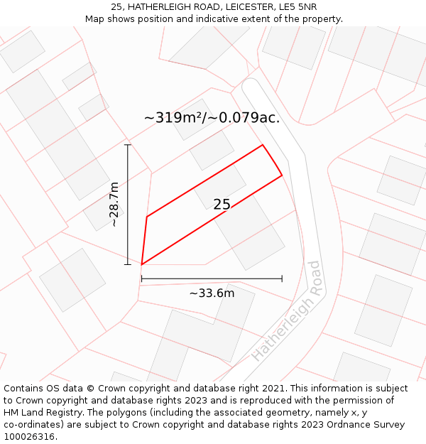25, HATHERLEIGH ROAD, LEICESTER, LE5 5NR: Plot and title map