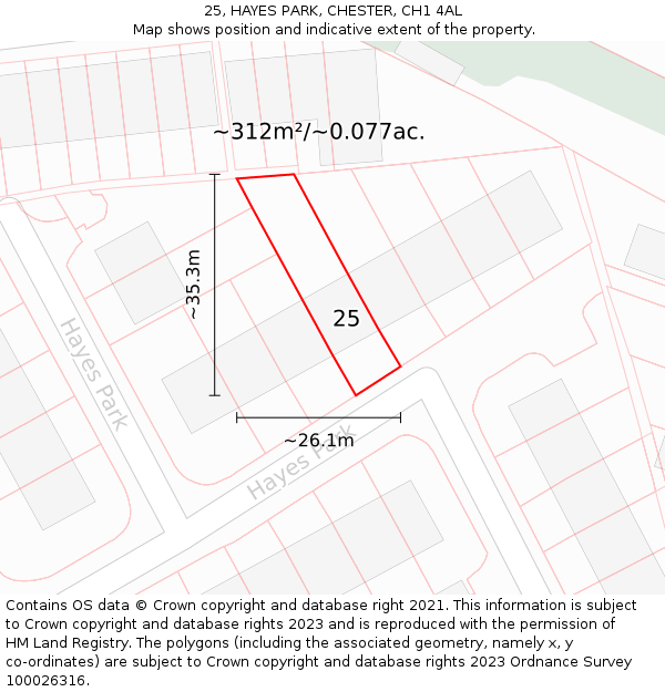 25, HAYES PARK, CHESTER, CH1 4AL: Plot and title map