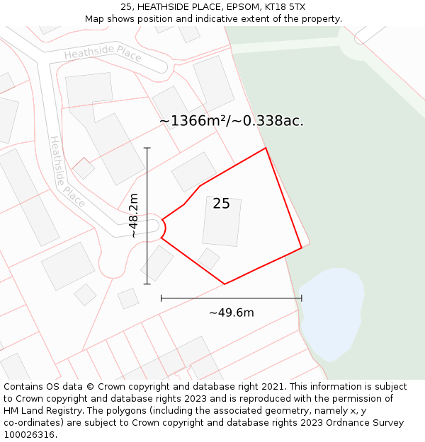 25, HEATHSIDE PLACE, EPSOM, KT18 5TX: Plot and title map