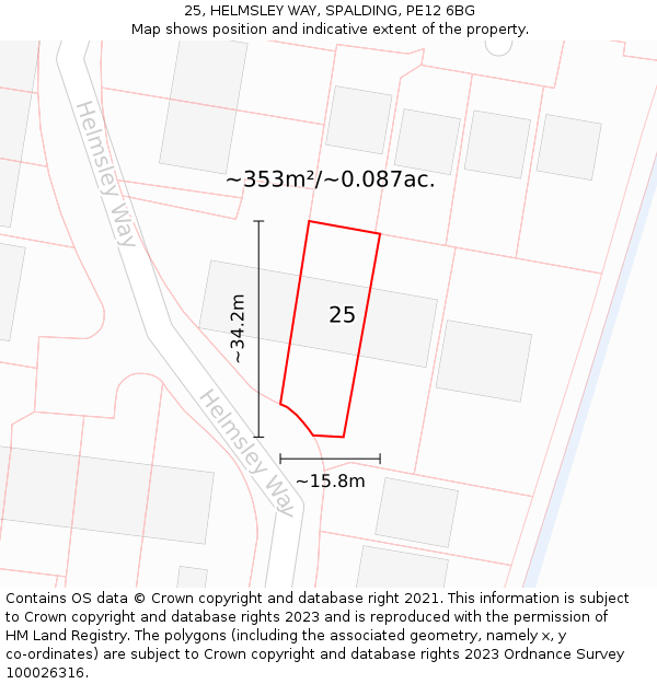 25, HELMSLEY WAY, SPALDING, PE12 6BG: Plot and title map