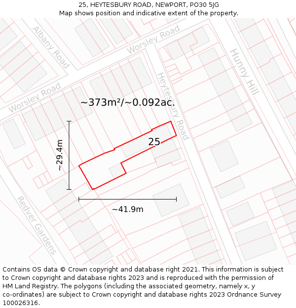 25, HEYTESBURY ROAD, NEWPORT, PO30 5JG: Plot and title map