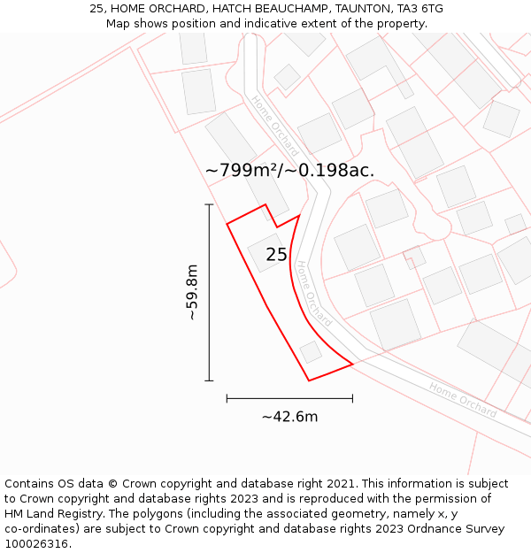 25, HOME ORCHARD, HATCH BEAUCHAMP, TAUNTON, TA3 6TG: Plot and title map
