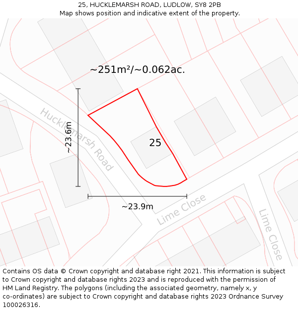 25, HUCKLEMARSH ROAD, LUDLOW, SY8 2PB: Plot and title map