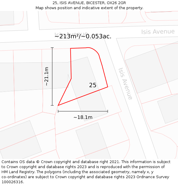 25, ISIS AVENUE, BICESTER, OX26 2GR: Plot and title map