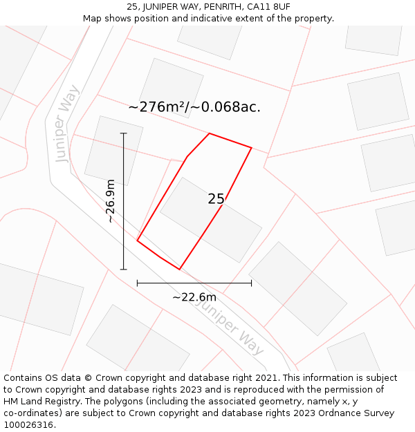 25, JUNIPER WAY, PENRITH, CA11 8UF: Plot and title map