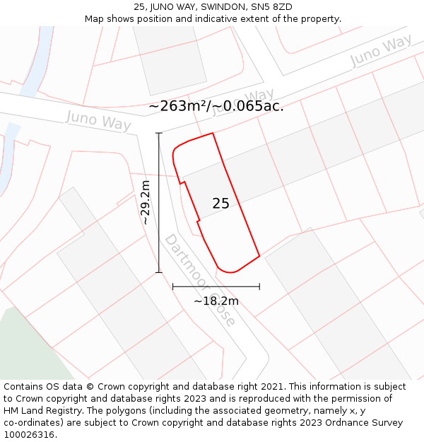 25, JUNO WAY, SWINDON, SN5 8ZD: Plot and title map