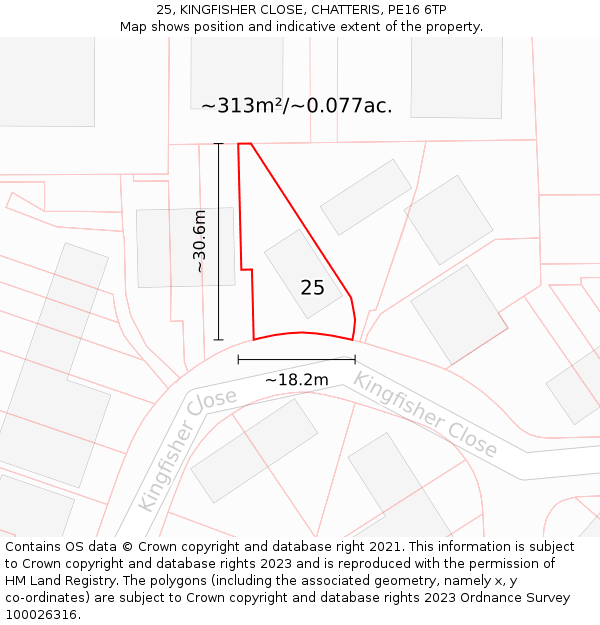 25, KINGFISHER CLOSE, CHATTERIS, PE16 6TP: Plot and title map