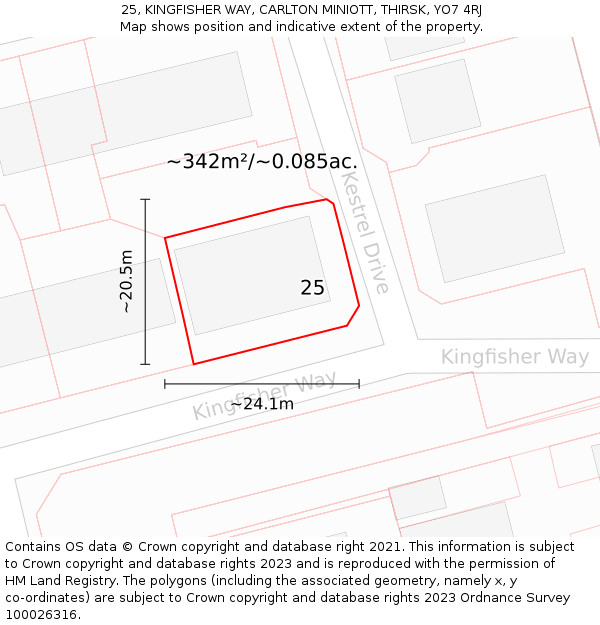 25, KINGFISHER WAY, CARLTON MINIOTT, THIRSK, YO7 4RJ: Plot and title map