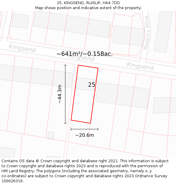 25, KINGSEND, RUISLIP, HA4 7DD: Plot and title map