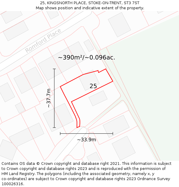 25, KINGSNORTH PLACE, STOKE-ON-TRENT, ST3 7ST: Plot and title map