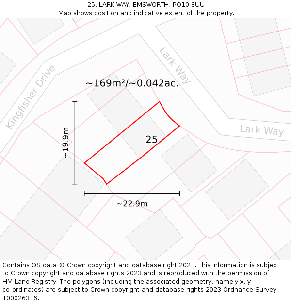 25, LARK WAY, EMSWORTH, PO10 8UU: Plot and title map