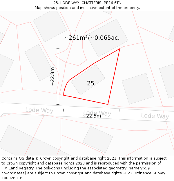 25, LODE WAY, CHATTERIS, PE16 6TN: Plot and title map