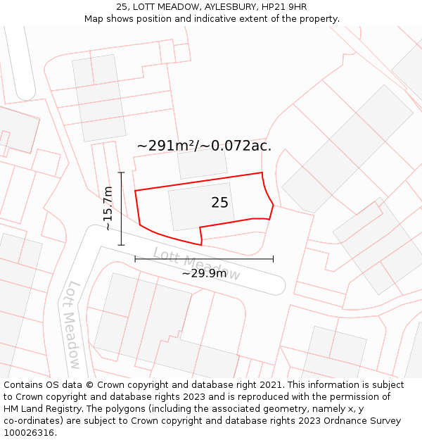 25, LOTT MEADOW, AYLESBURY, HP21 9HR: Plot and title map