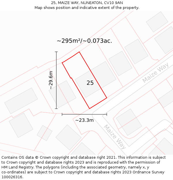 25, MAIZE WAY, NUNEATON, CV10 9AN: Plot and title map