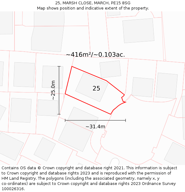 25, MARSH CLOSE, MARCH, PE15 8SG: Plot and title map