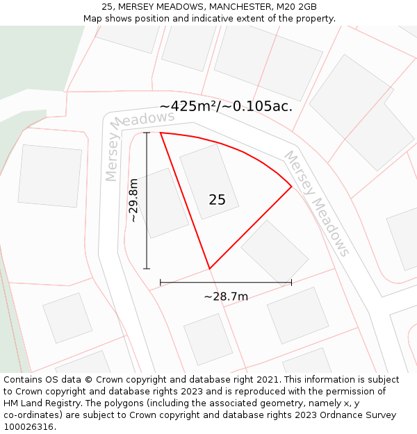 25, MERSEY MEADOWS, MANCHESTER, M20 2GB: Plot and title map