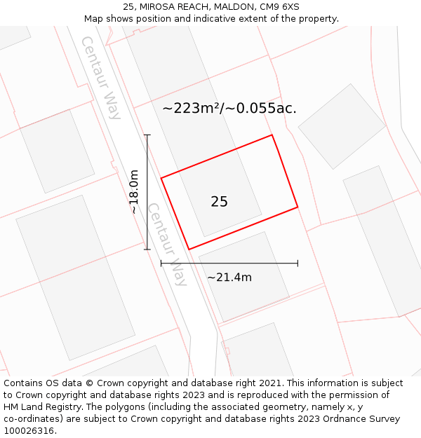 25, MIROSA REACH, MALDON, CM9 6XS: Plot and title map