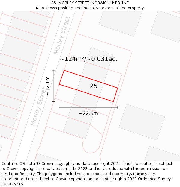 25, MORLEY STREET, NORWICH, NR3 1ND: Plot and title map