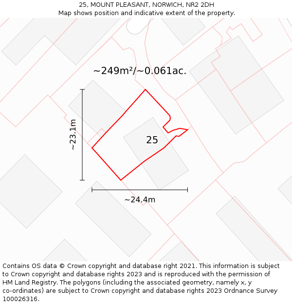 25, MOUNT PLEASANT, NORWICH, NR2 2DH: Plot and title map