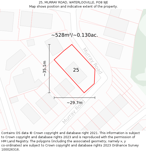 25, MURRAY ROAD, WATERLOOVILLE, PO8 9JE: Plot and title map