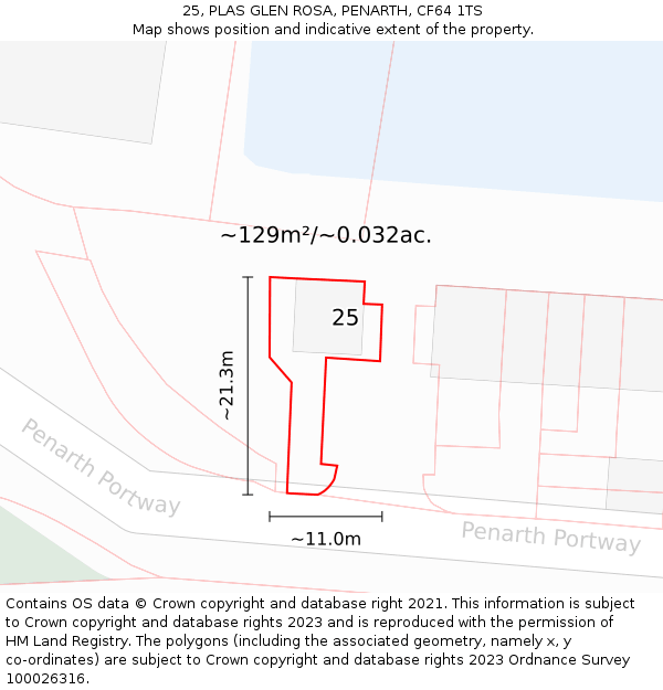 25, PLAS GLEN ROSA, PENARTH, CF64 1TS: Plot and title map