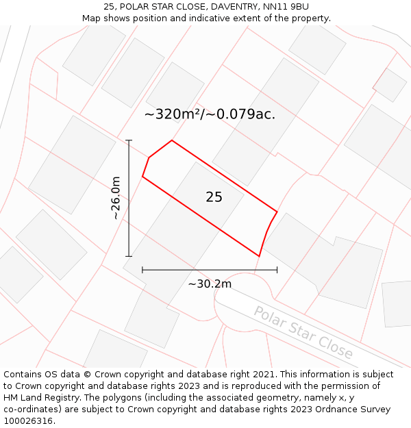 25, POLAR STAR CLOSE, DAVENTRY, NN11 9BU: Plot and title map