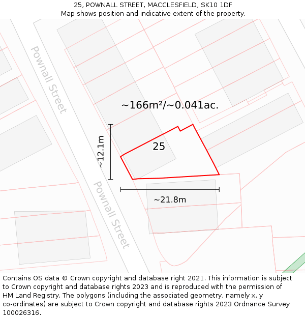 25, POWNALL STREET, MACCLESFIELD, SK10 1DF: Plot and title map