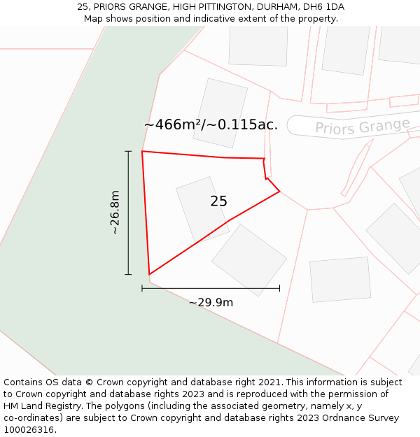 25, PRIORS GRANGE, HIGH PITTINGTON, DURHAM, DH6 1DA: Plot and title map