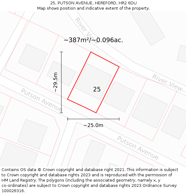 25, PUTSON AVENUE, HEREFORD, HR2 6DU: Plot and title map